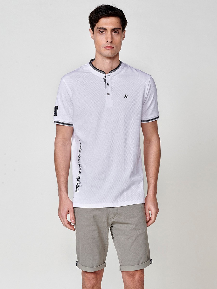 Herren-Poloshirt aus Baumwolle in Weiß mit Rundhalsausschnitt 3