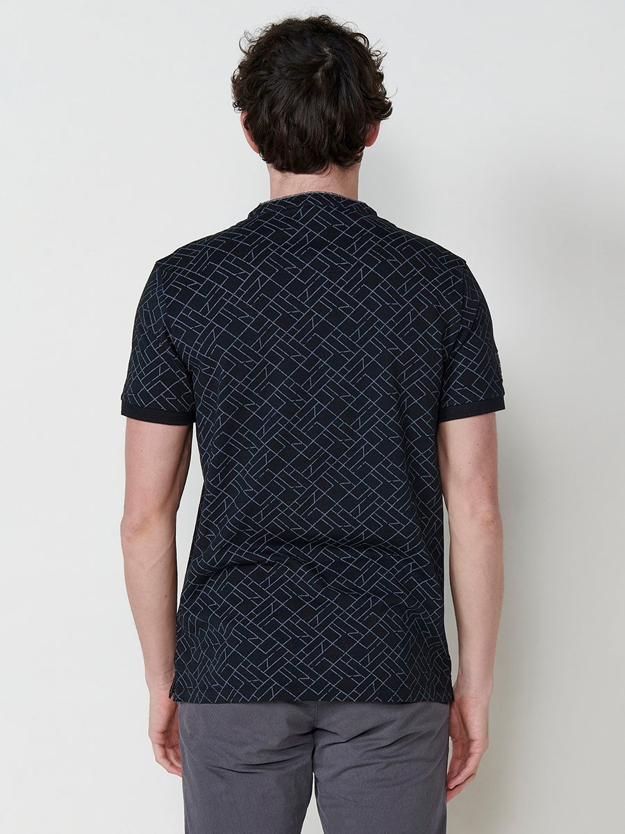 Polo de Manga Corta de Algodón. Cuello Redondo. Color Negro para Hombre 7