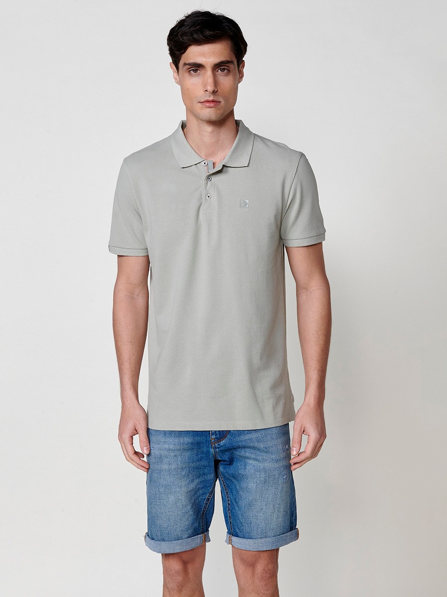 Herren-Poloshirt aus Baumwolle in Khaki mit Hemdkragen 4