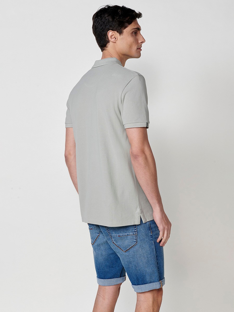 Herren-Poloshirt aus Baumwolle in Khaki mit Hemdkragen 1