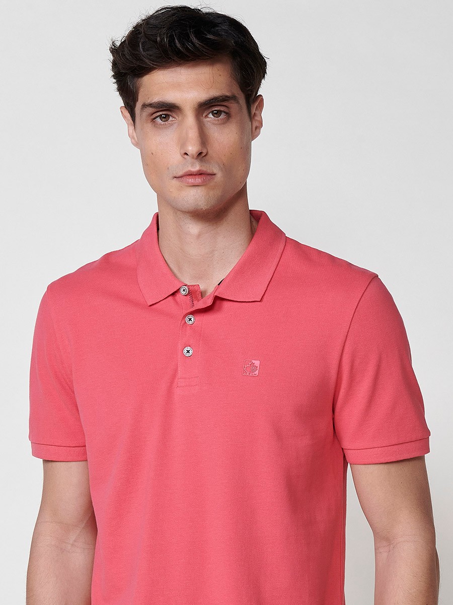 Polo de Hombre de Algodón Color Rosa con Cuello Camisero 4