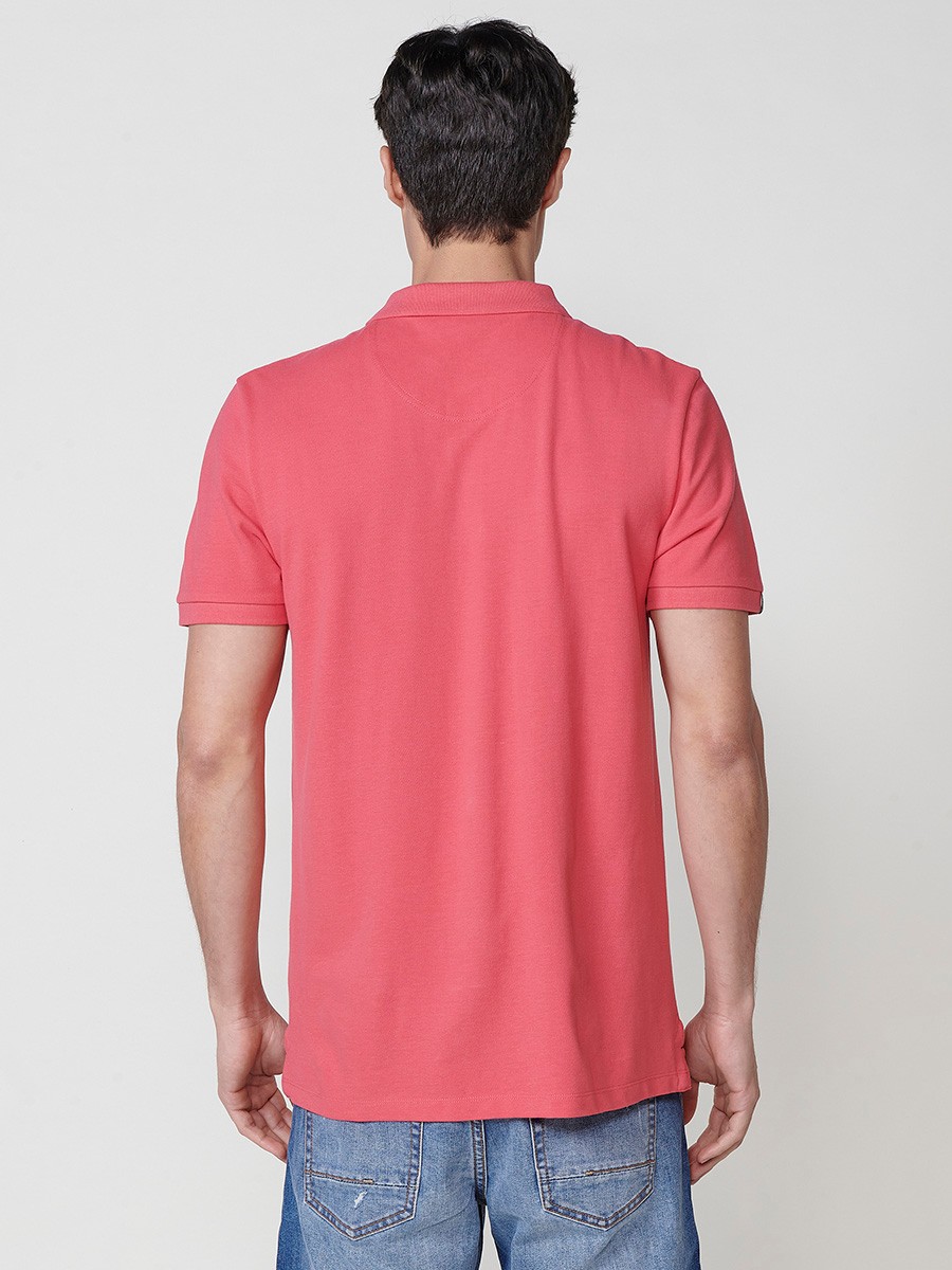 Polo de Hombre de Algodón Color Rosa con Cuello Camisero 6
