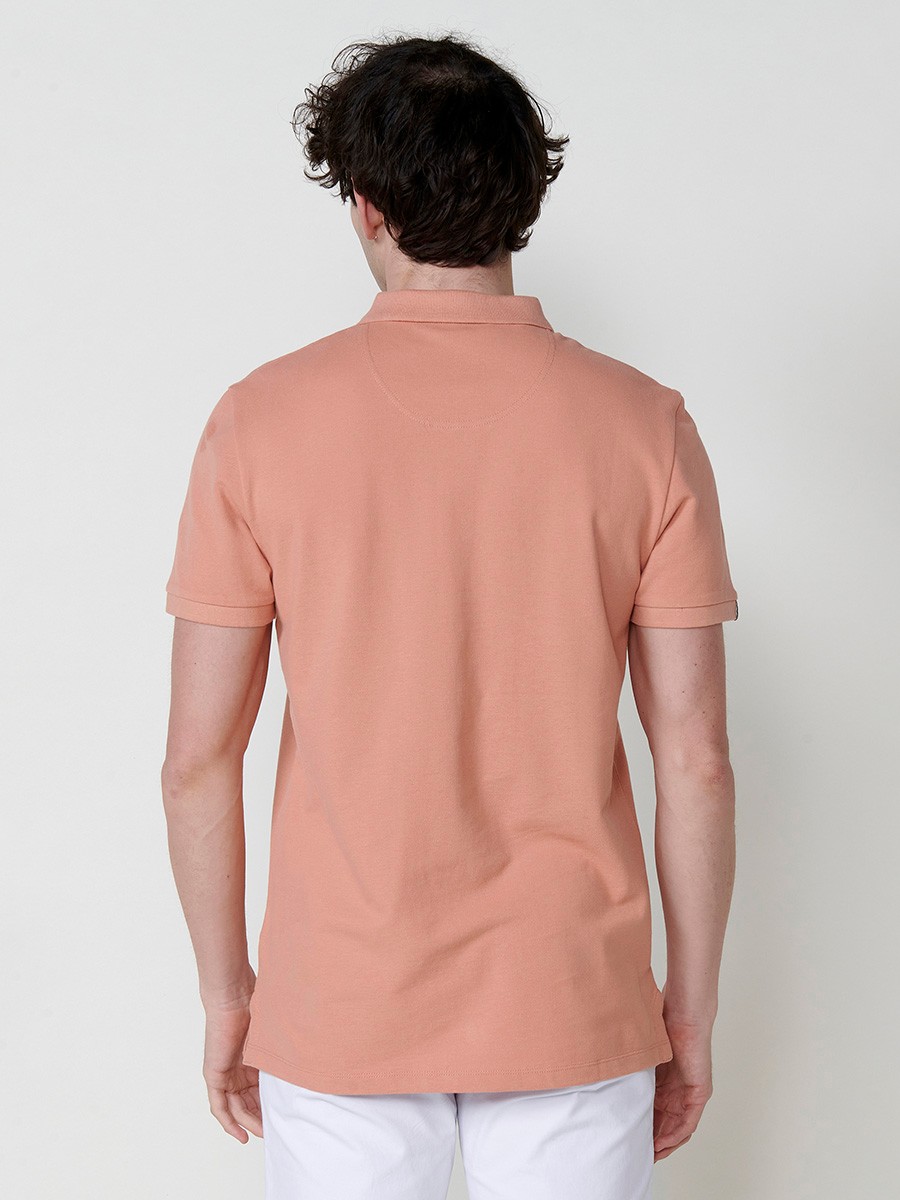 Herren-Poloshirt aus Baumwolle in Orange mit Hemdkragen