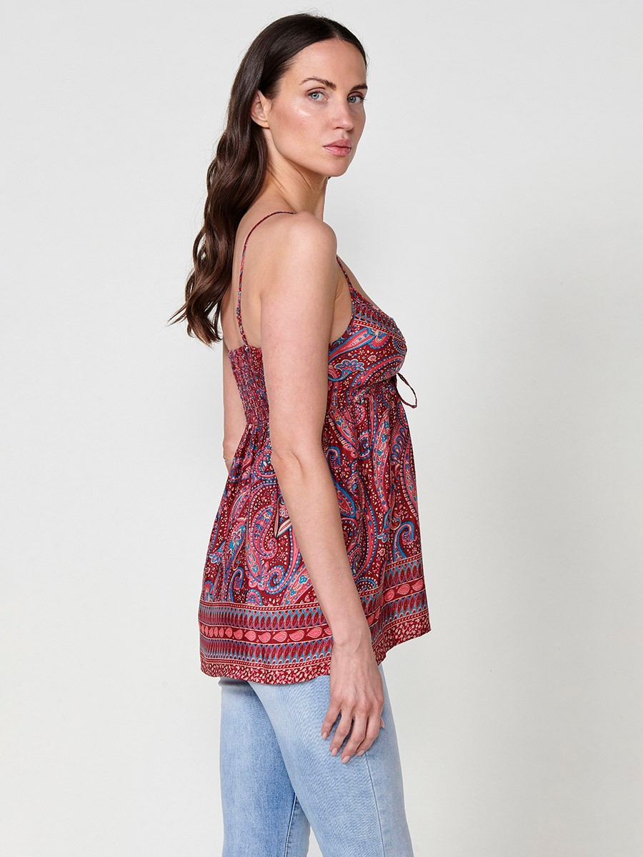 Fließende Satin-Bluse in Rot für Damen