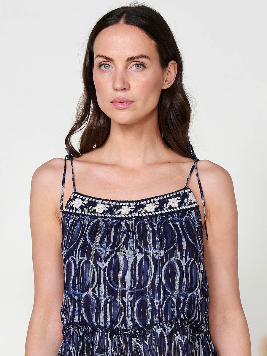 Blouse Semitransparente Bleue pour Femme