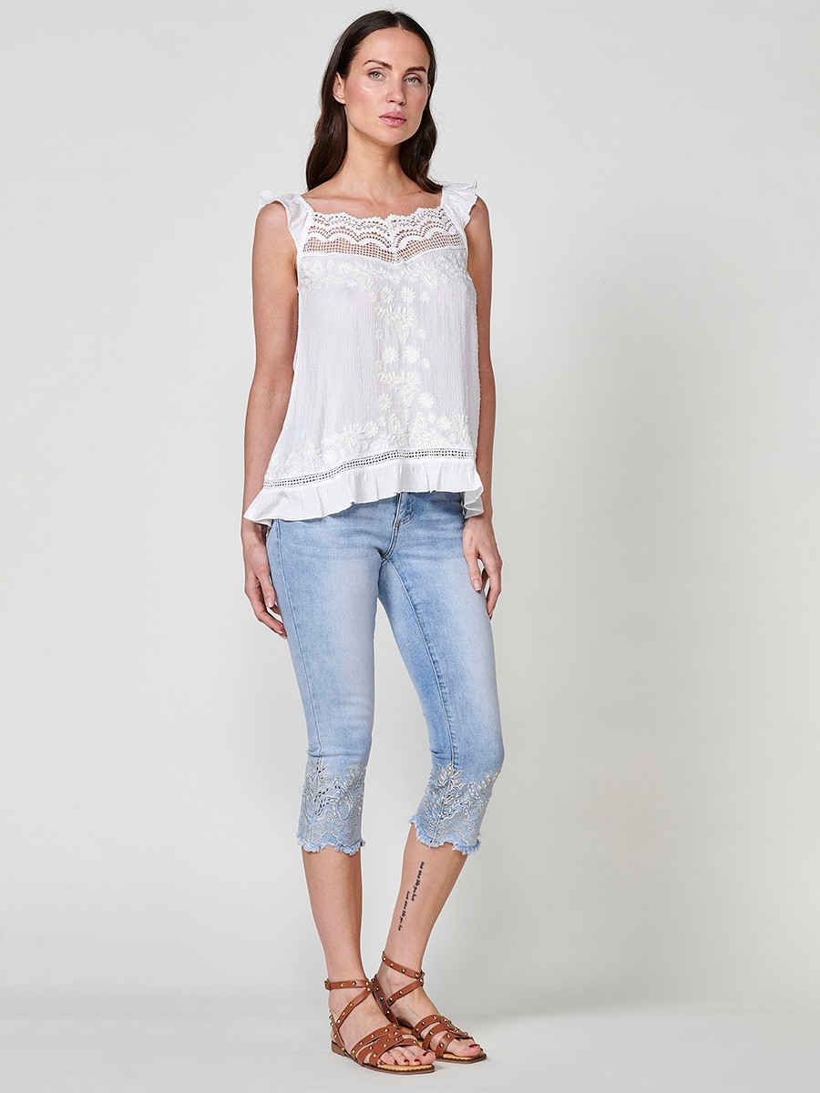 Blusa de Plumeti Blanca para Mujer