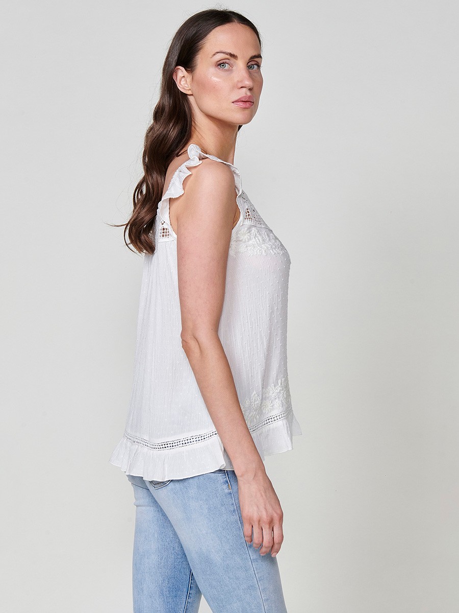 Blusa de Plumeti Blanca para Mujer