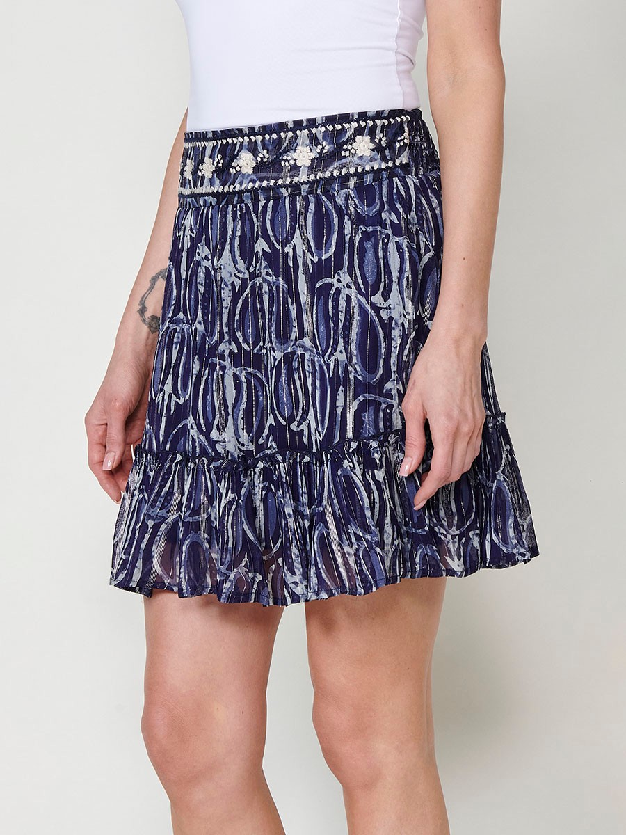Kurzer Chiffon-Rock in Blau für Damen