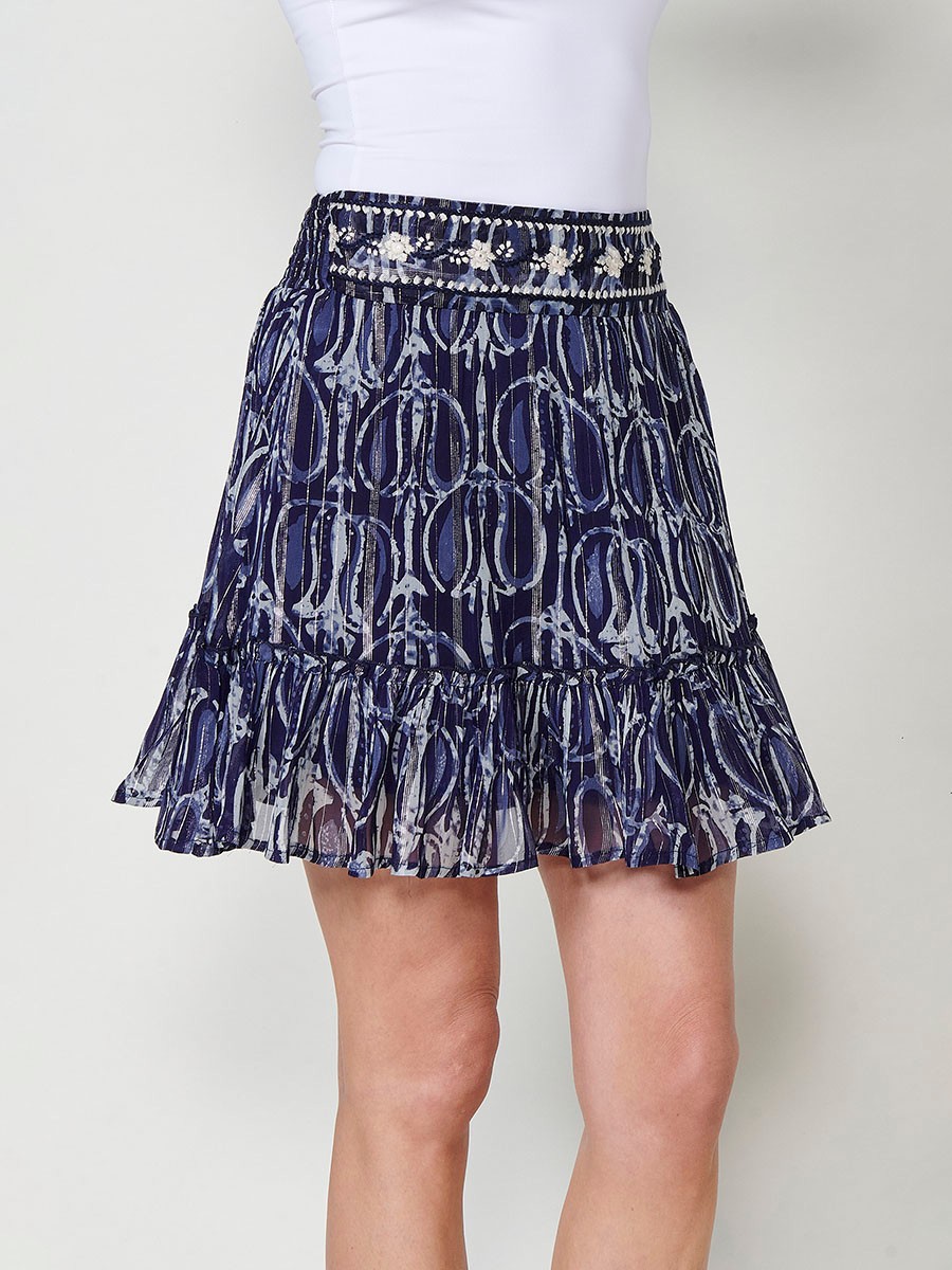 Kurzer Chiffon-Rock in Blau für Damen
