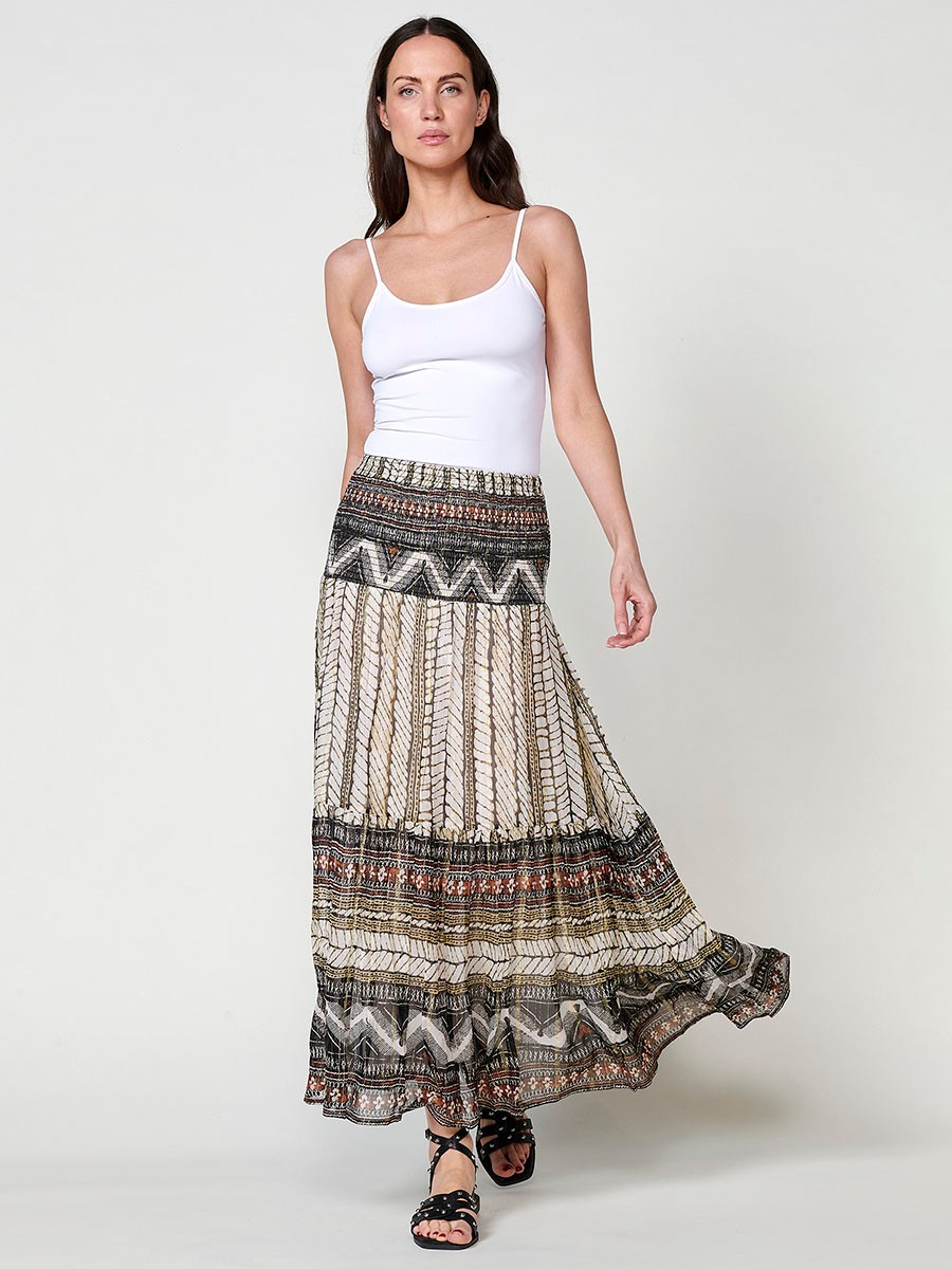 Falda Larga de Chiffon Multicolor para Mujer