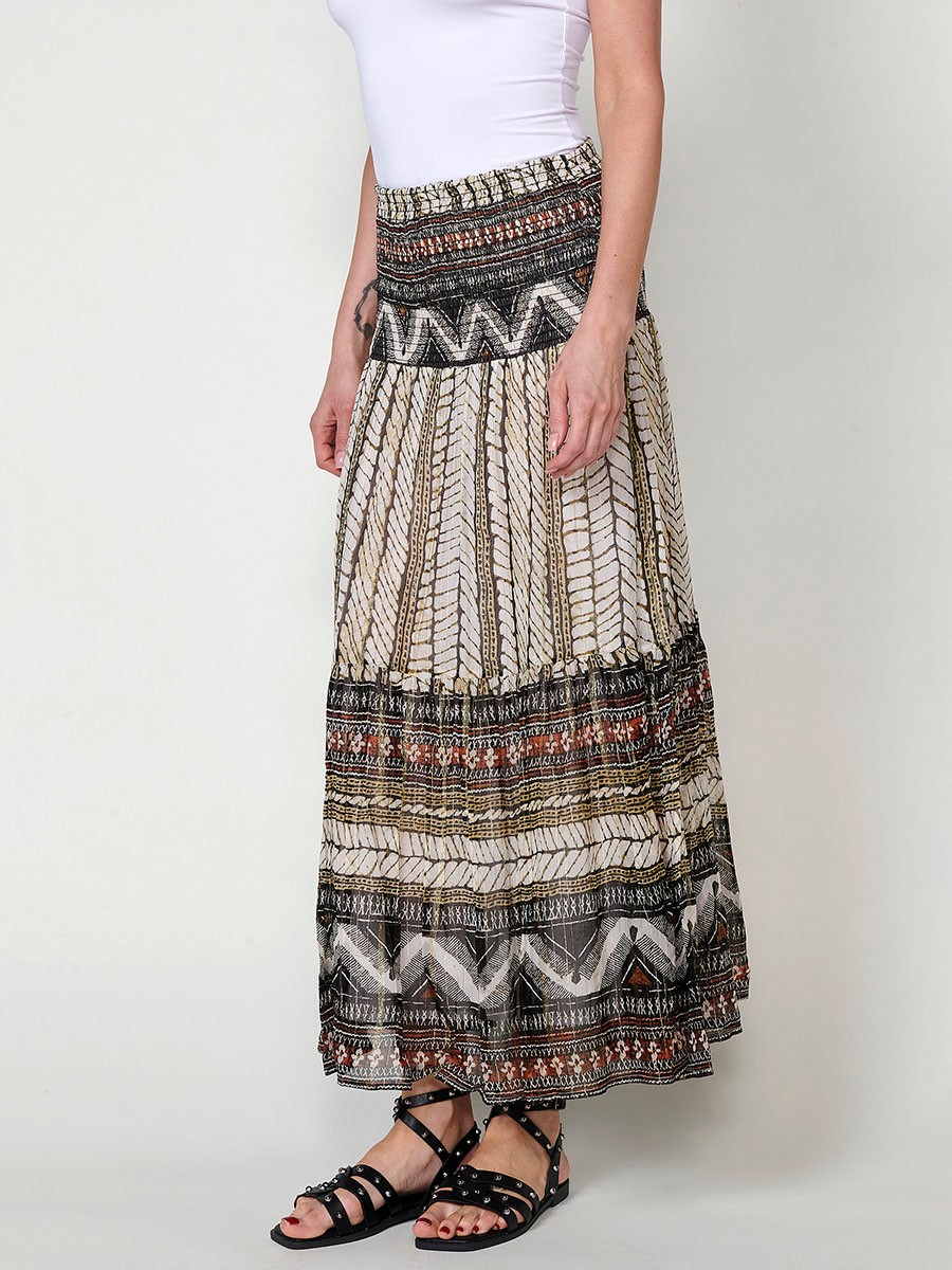 Falda Larga de Chiffon Multicolor para Mujer