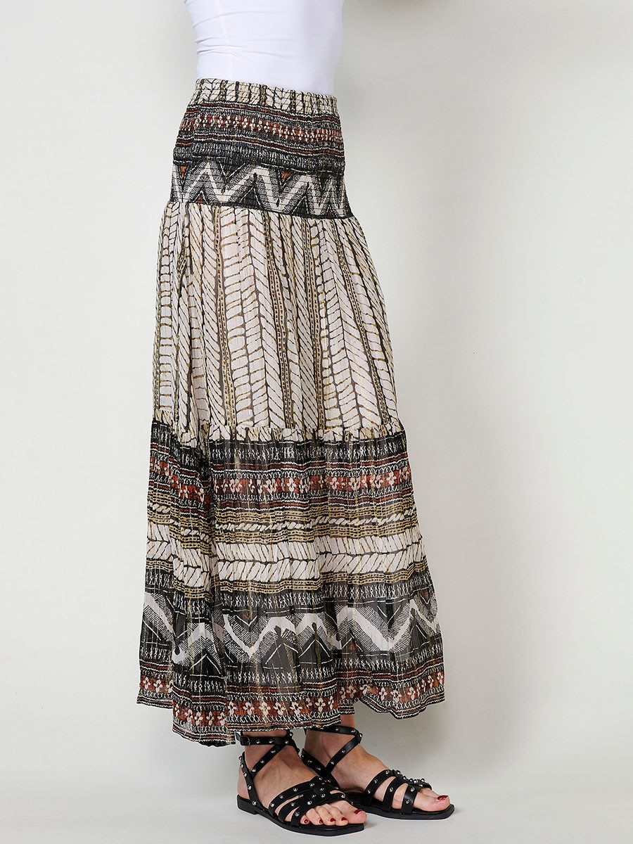 Falda Larga de Chiffon Multicolor para Mujer