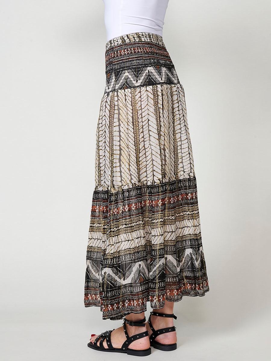 Falda Larga de Chiffon Multicolor para Mujer
