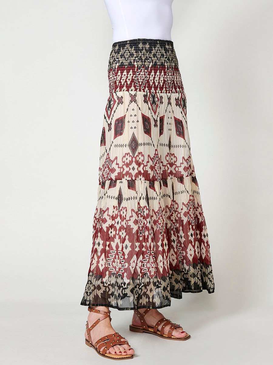 Falda Larga de Chiffon Multicolores para Mujer