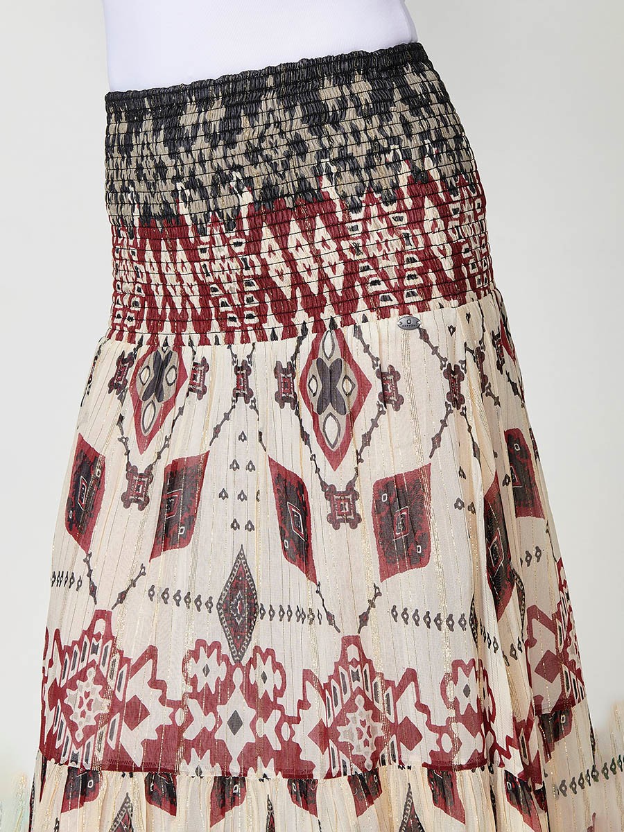 Falda Larga de Chiffon Multicolores para Mujer