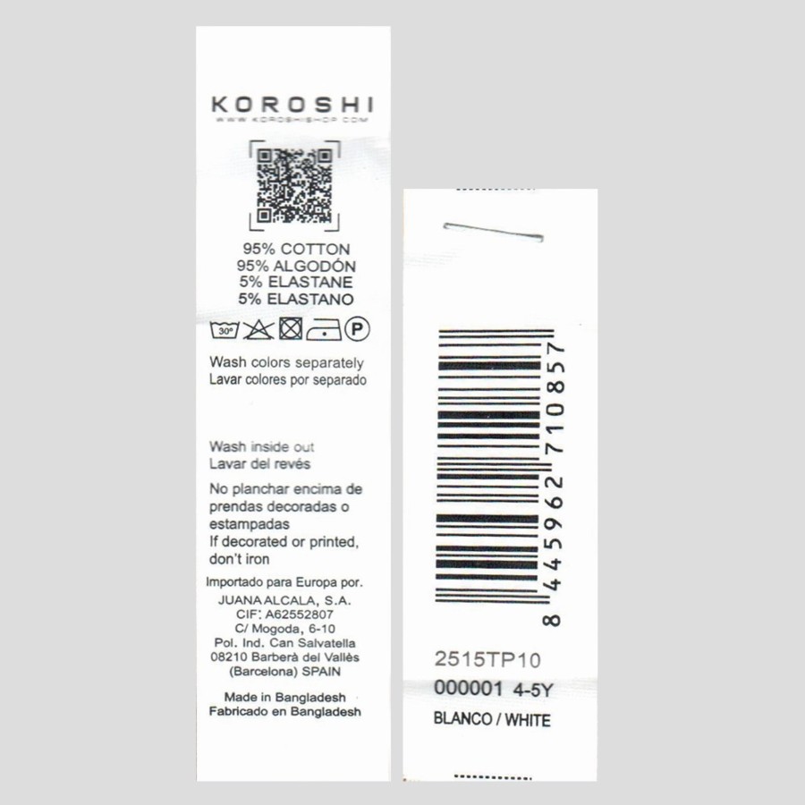 Top blanc fille avec broderie ajourée et logo doré Koröshi 2