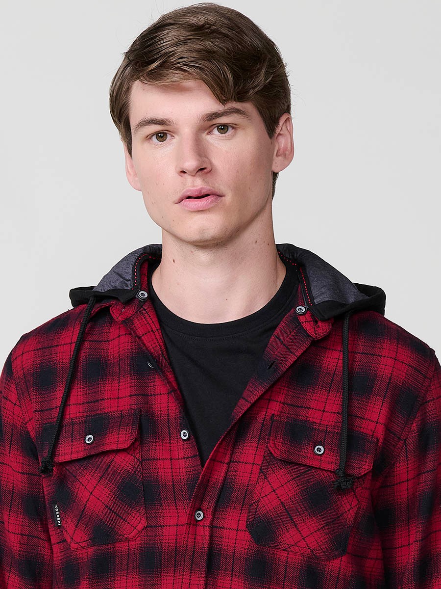 Chemise Homme en Coton à Manches Longues avec Capuche Amovible et Poches