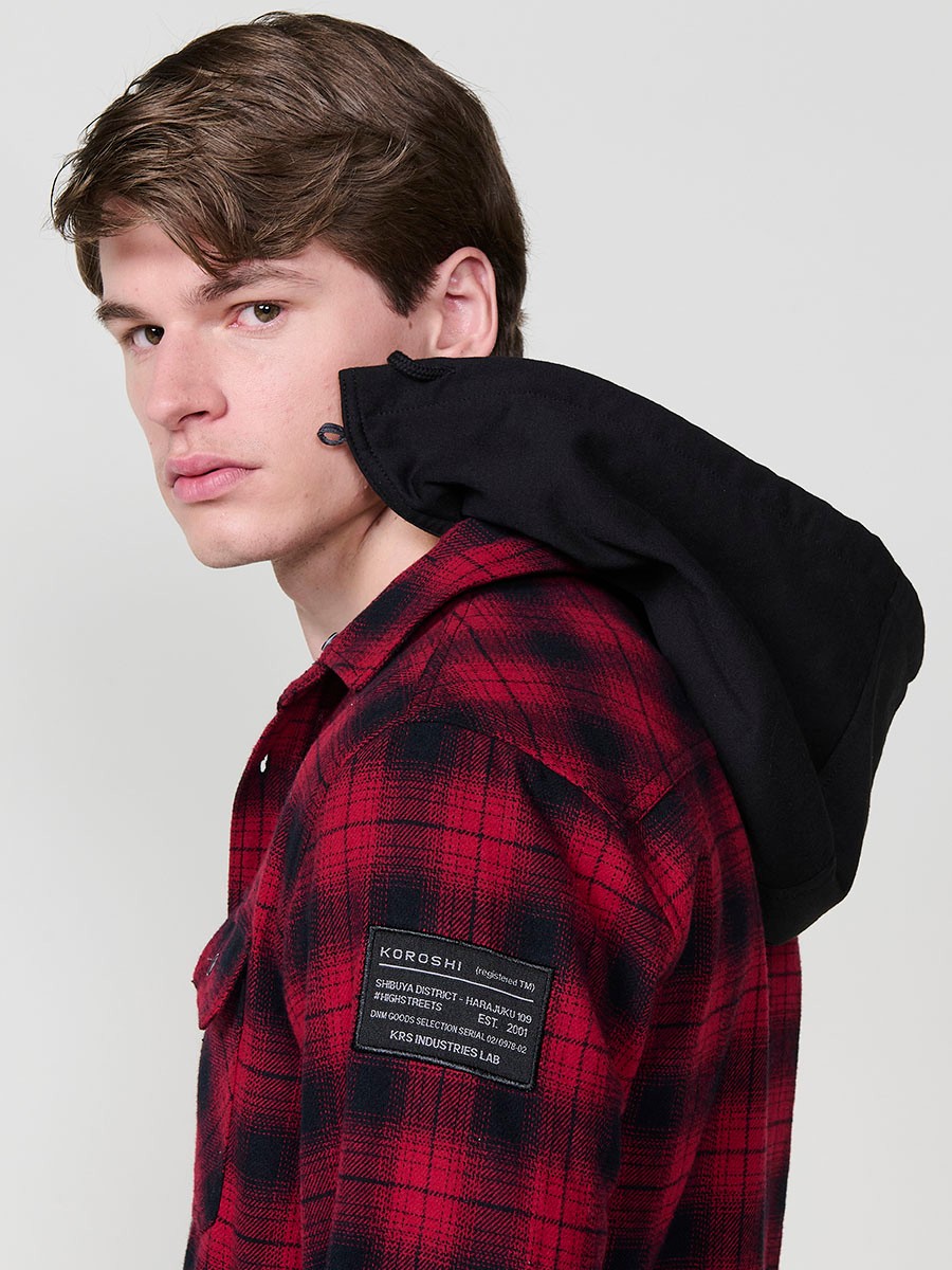 Chemise Homme en Coton à Manches Longues avec Capuche Amovible et Poches