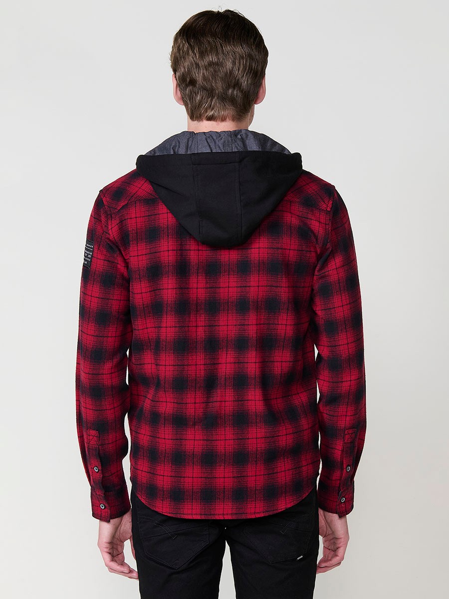 Chemise Homme en Coton à Manches Longues avec Capuche Amovible et Poches