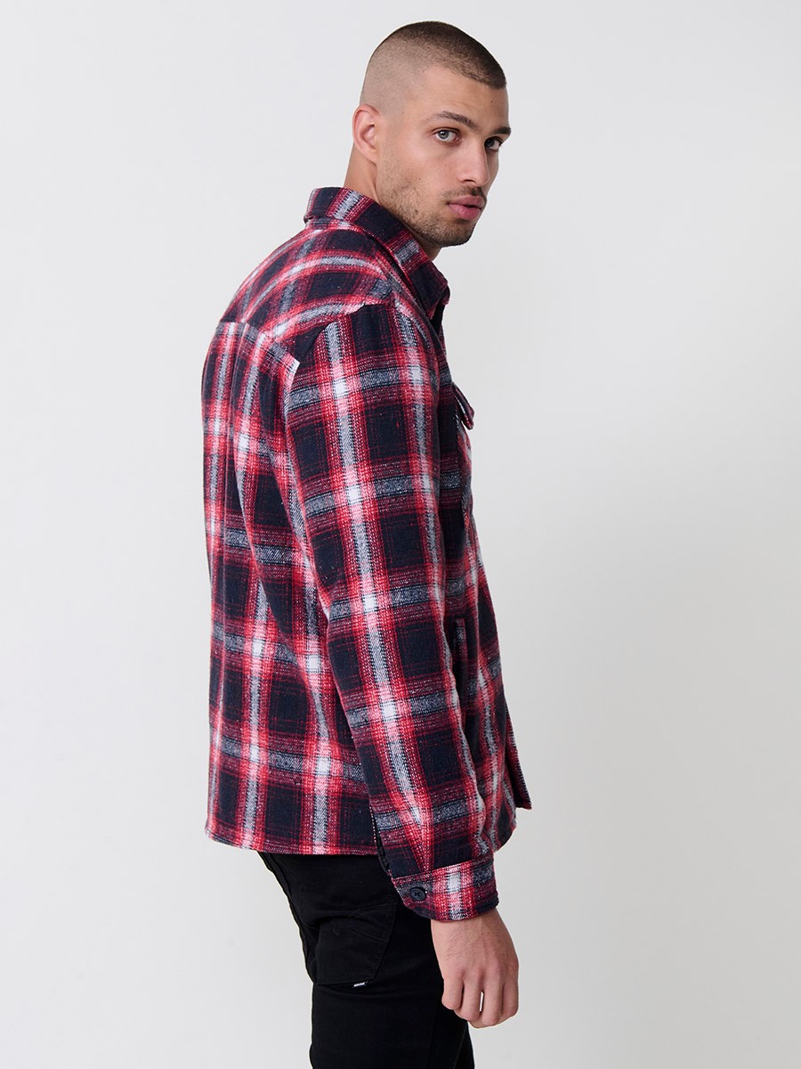Camisa de manga larga rojo para hombre 7