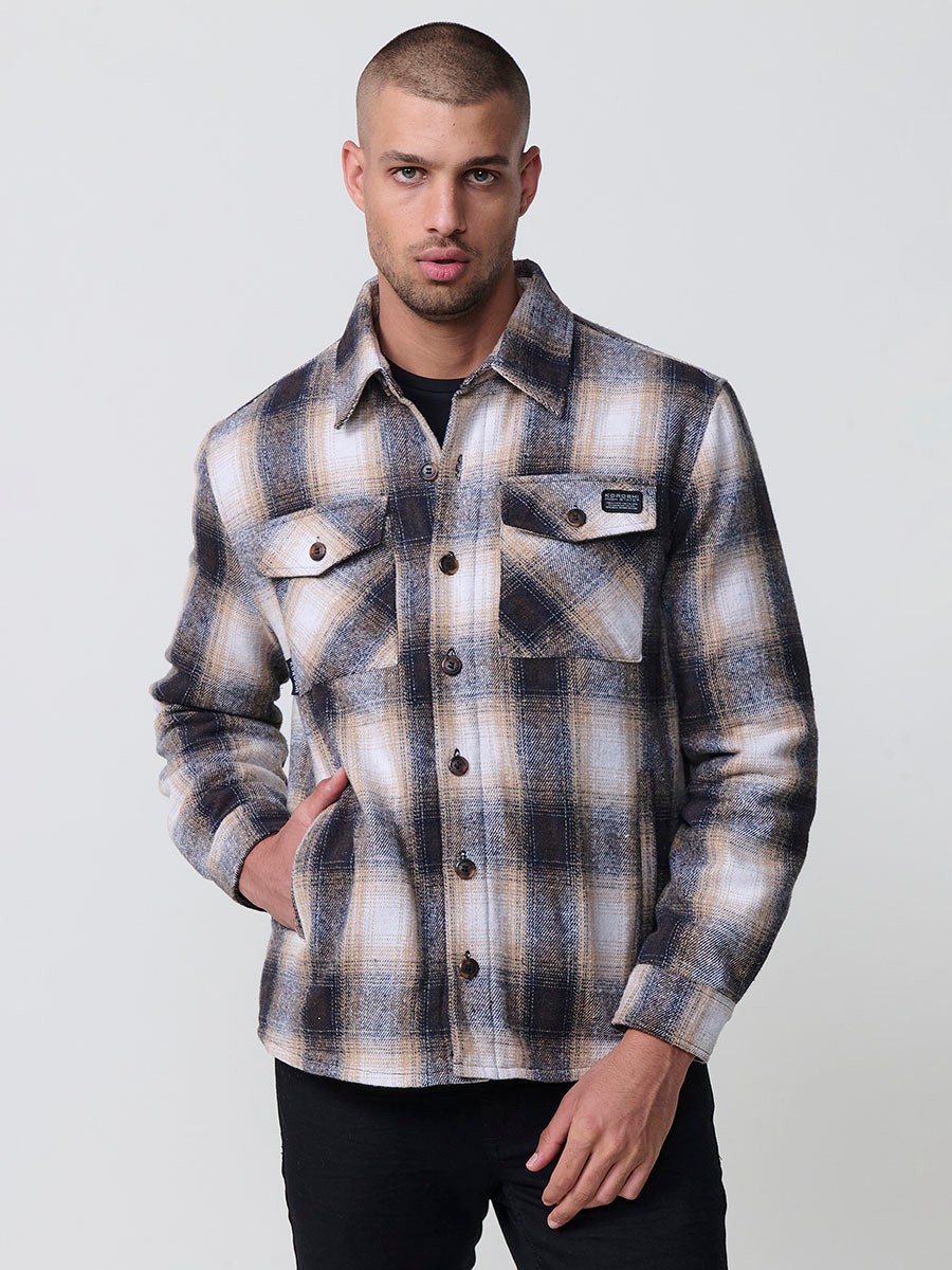 Camisa de manga larga marrón para hombre