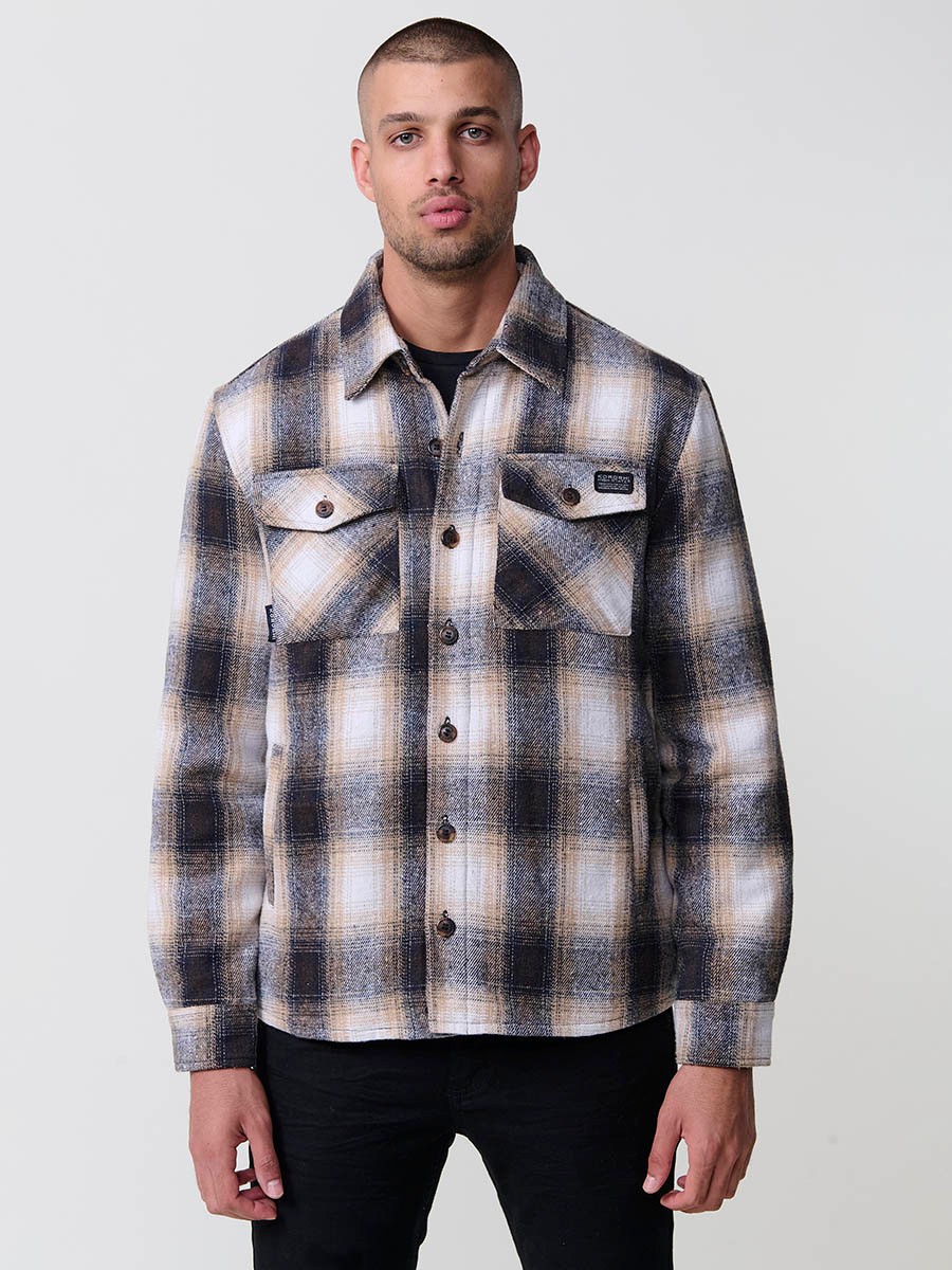 Camisa de manga larga marrón para hombre