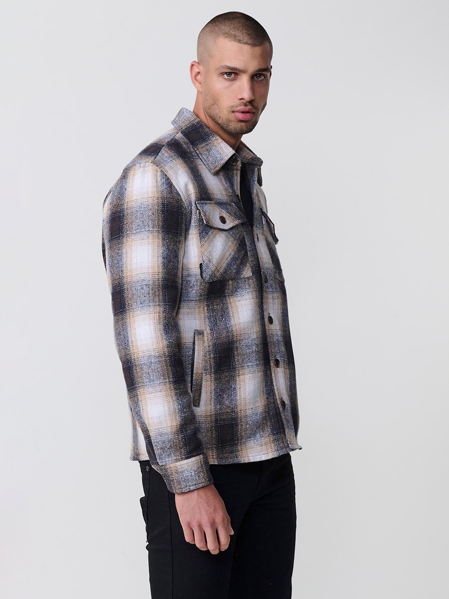 Camisa de manga larga marrón para hombre