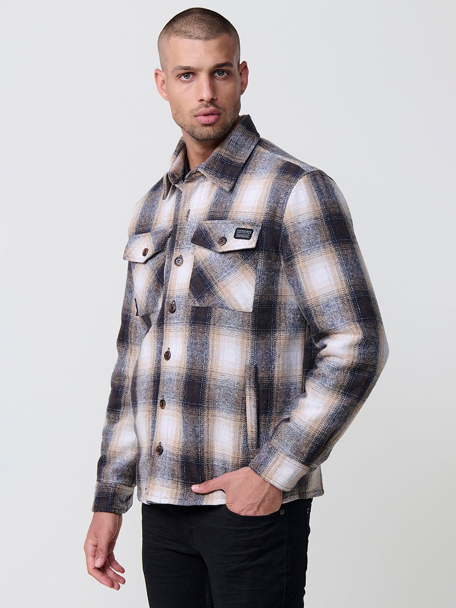Camisa de manga larga marrón para hombre
