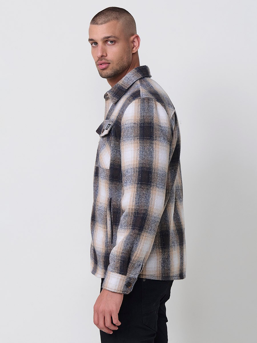 Camisa de manga larga marrón para hombre