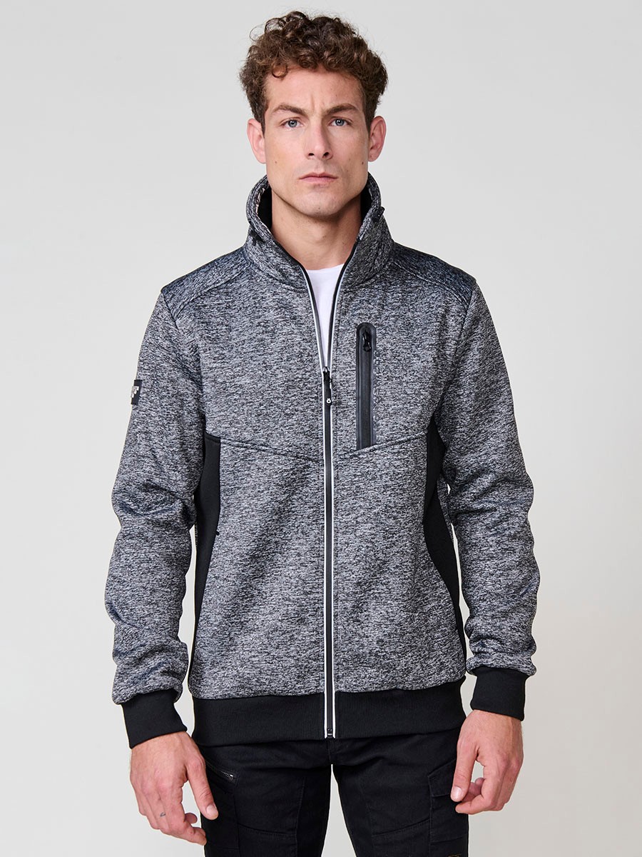 Men’s black hoodie jacket with high neck, hood and zip closure. Made of 100% polyester, comfortable, lightweight and versatile.