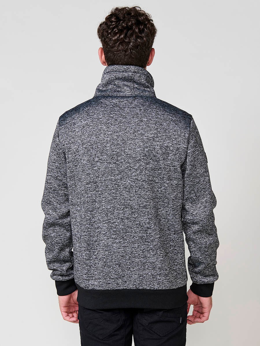 Men’s black hoodie jacket with high neck, hood and zip closure. Made of 100% polyester, comfortable, lightweight and versatile.