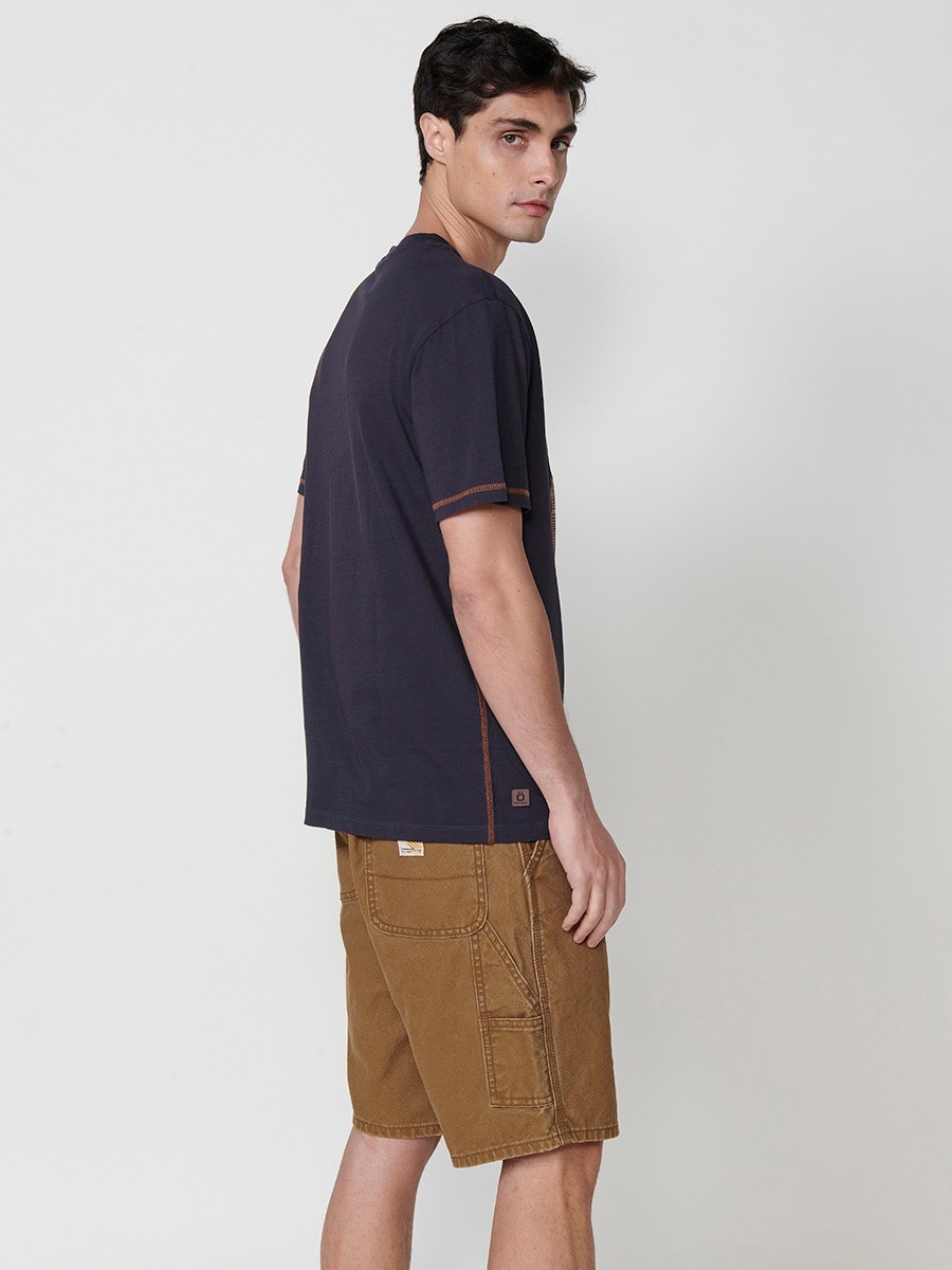 T-shirt homme bleu marine avec imprimé frontal et col rond