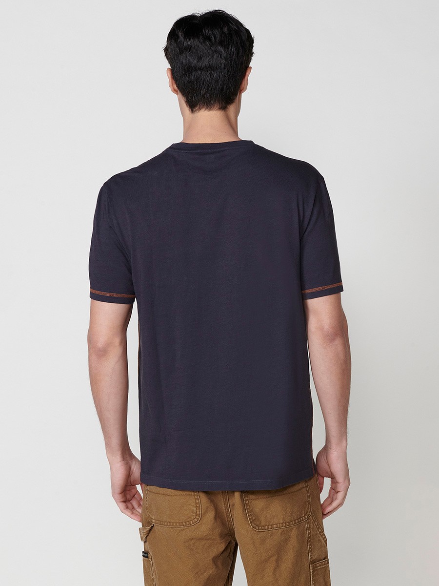 T-shirt homme bleu marine avec imprimé frontal et col rond