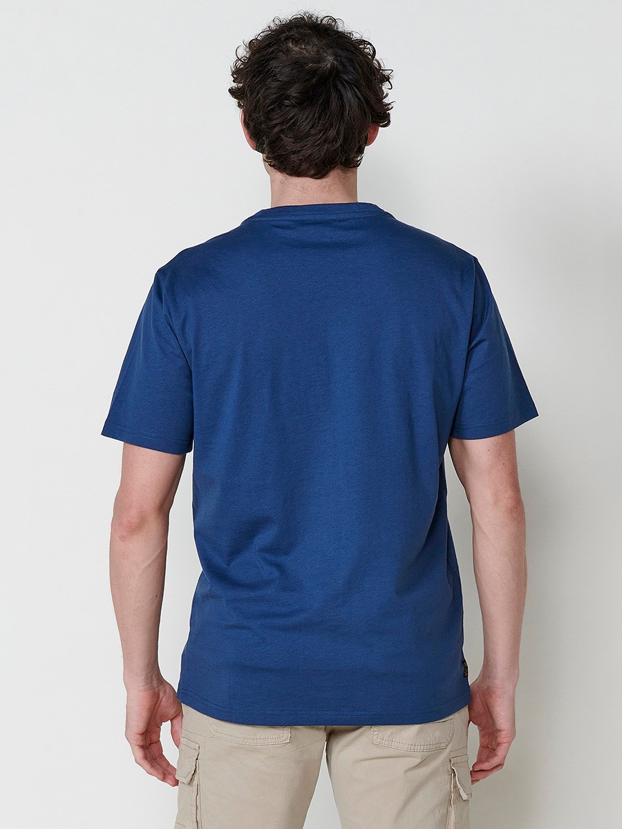T-shirt homme bleu avec imprimé frontal et col rond
