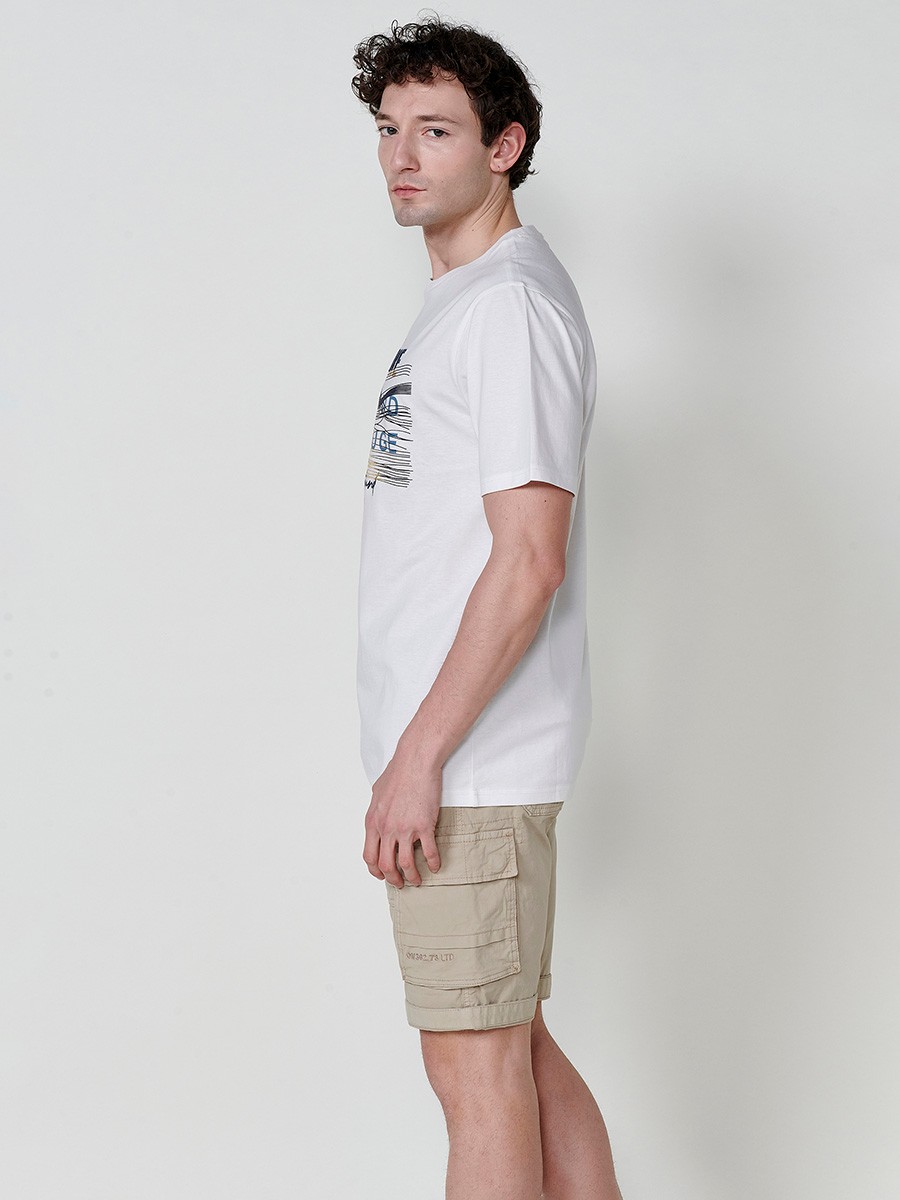 T-shirt homme écru avec imprimé frontal et col rond