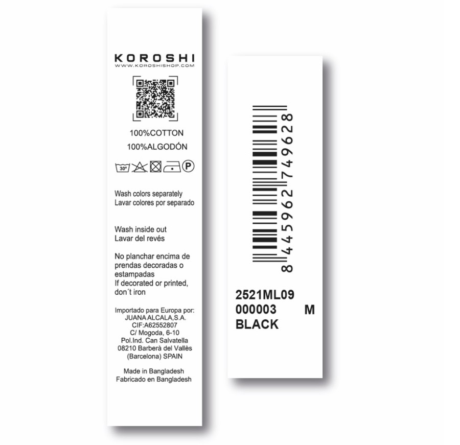 Camiseta de hombre negra en algodón 100% con manga larga, cuello redondo con abertura y estampado delantero. Moderna y versátil. 2