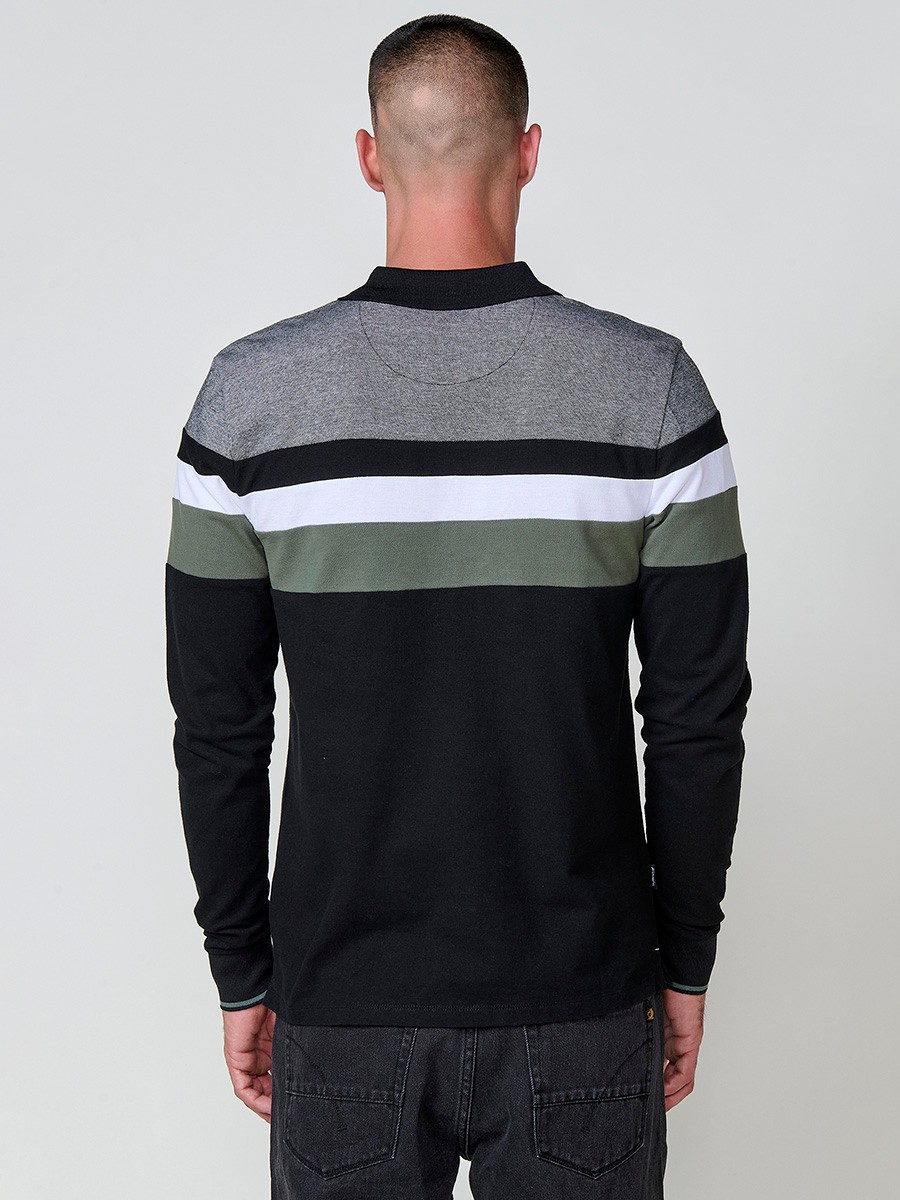 Polo de hombre kaki de manga larga, 100% algodón, con cuello camisero y estilo versátil para looks casuales o elegantes.