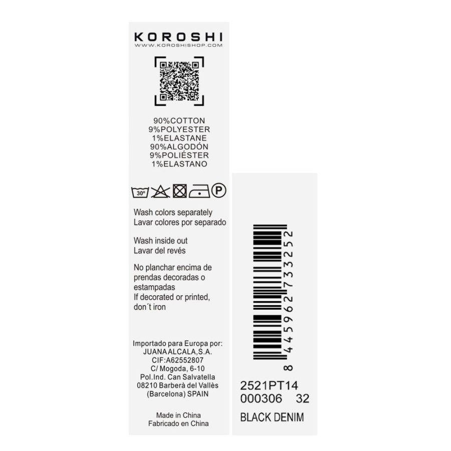 Jeans slim fit para hombre en color black denim con cierre de cremallera y botón. Composición 98% algodón, 2% elastano.