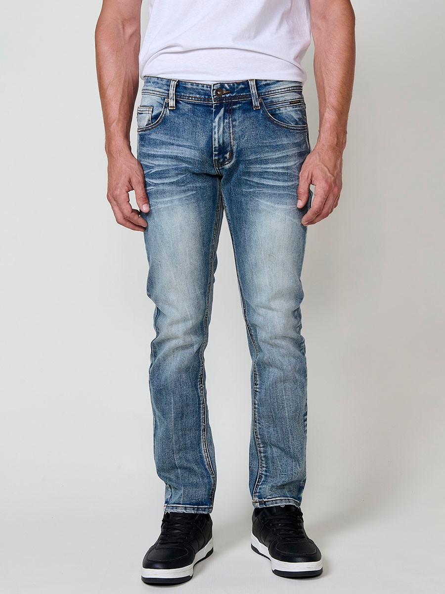 Jean regular fit pour homme en bleu clair.