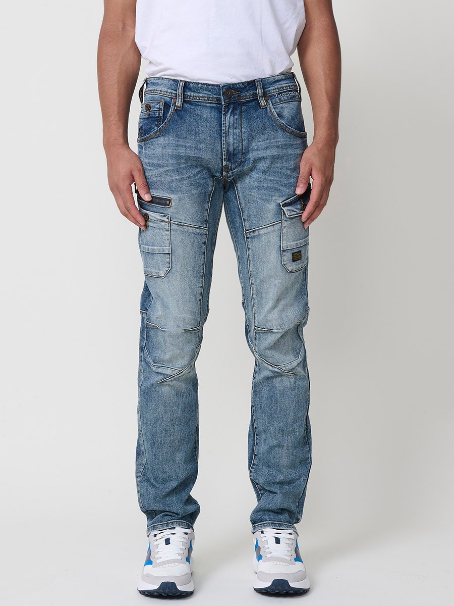 Jean homme Workwear Regular Fit en bleu clair, en coton avec élasthanne pour un confort optimal.