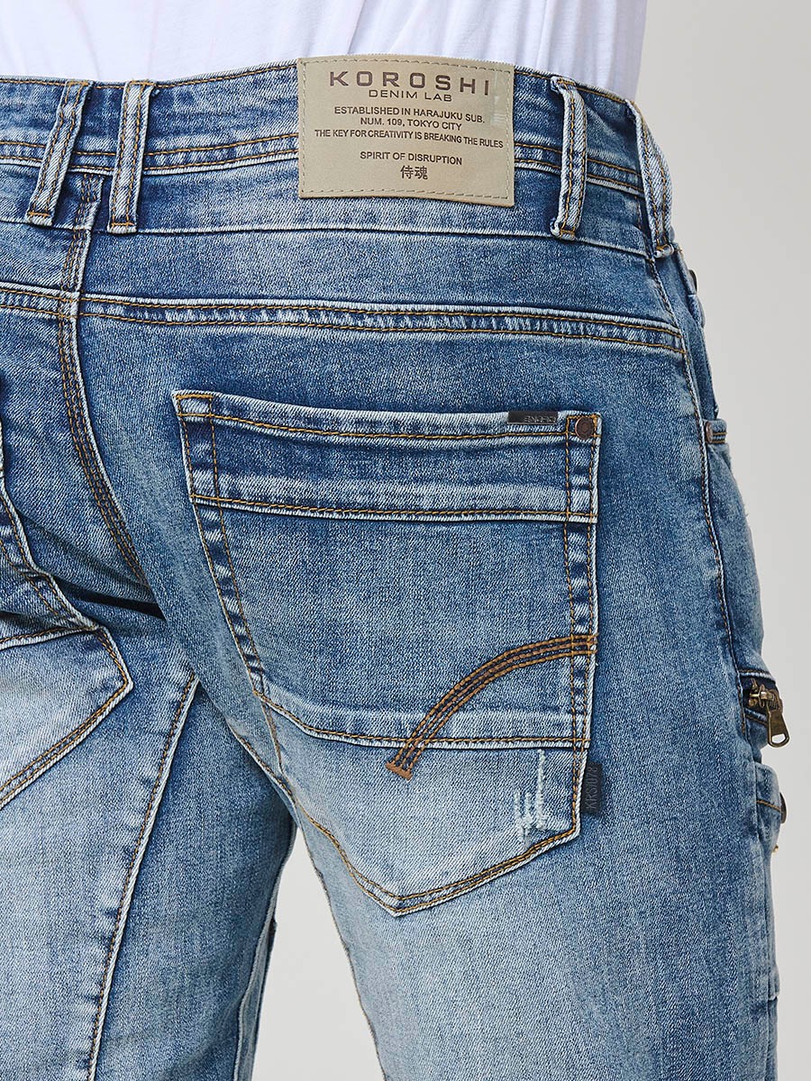 Jean homme Workwear Regular Fit en bleu clair, en coton avec élasthanne pour un confort optimal.
