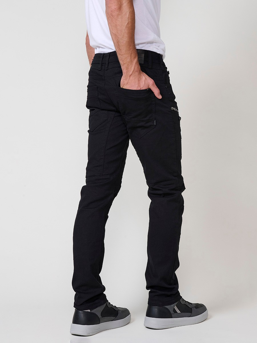 Jean homme noir coupe regular fit style workwear. Fermeture zippée et bouton. 8