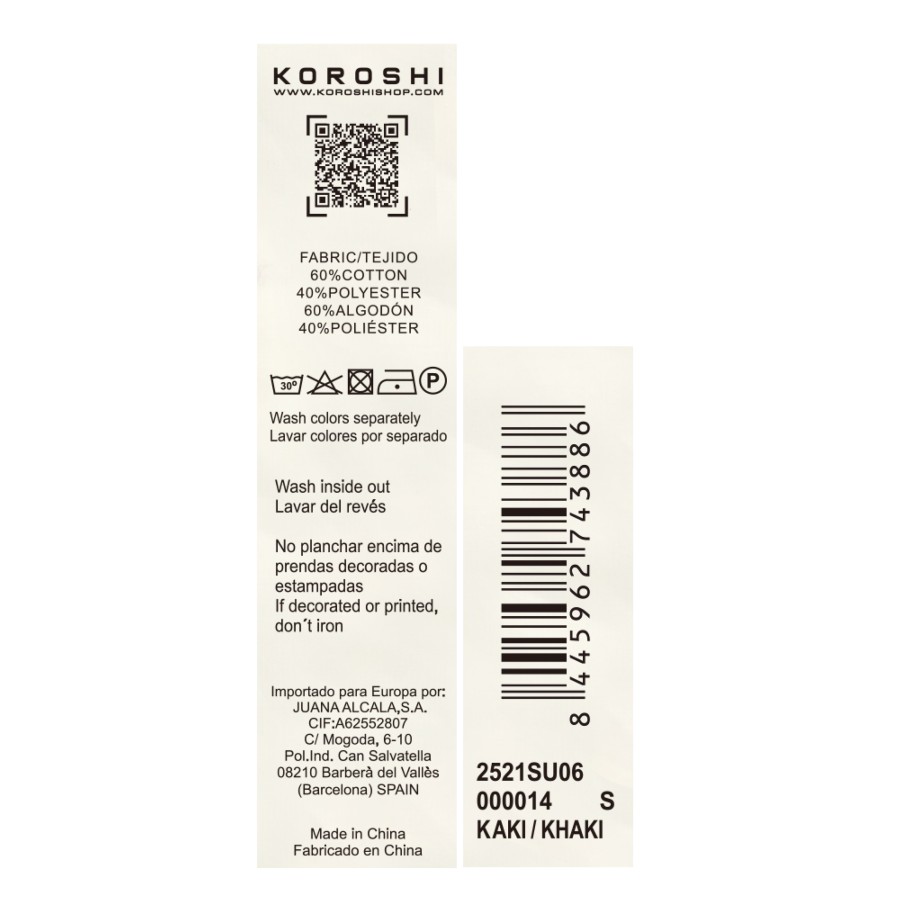Dessudadora d’home en color caqui amb coll alt ajustable amb cordó. Teixit de cotó i polièster per comoditat i estil urbà.