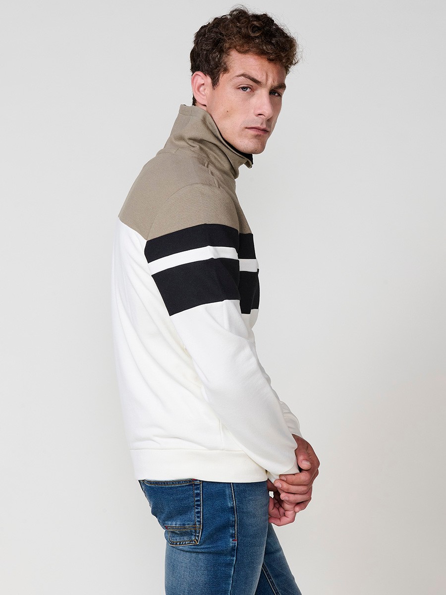Men’s black sweatshirt with high collar and zipper. Made from cotton and polyester blend for comfort, durability and modern style. 3