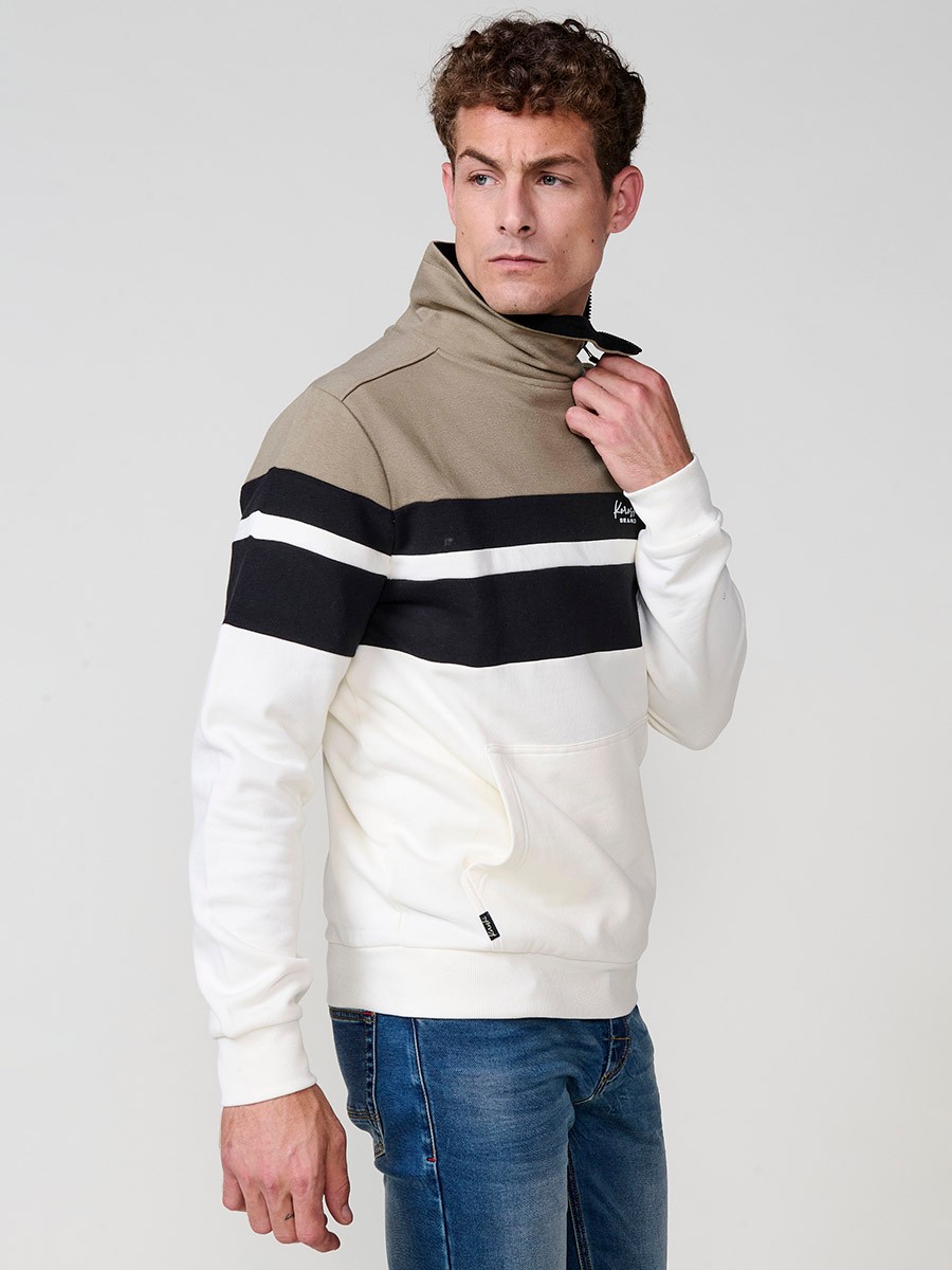Men’s black sweatshirt with high collar and zipper. Made from cotton and polyester blend for comfort, durability and modern style. 2