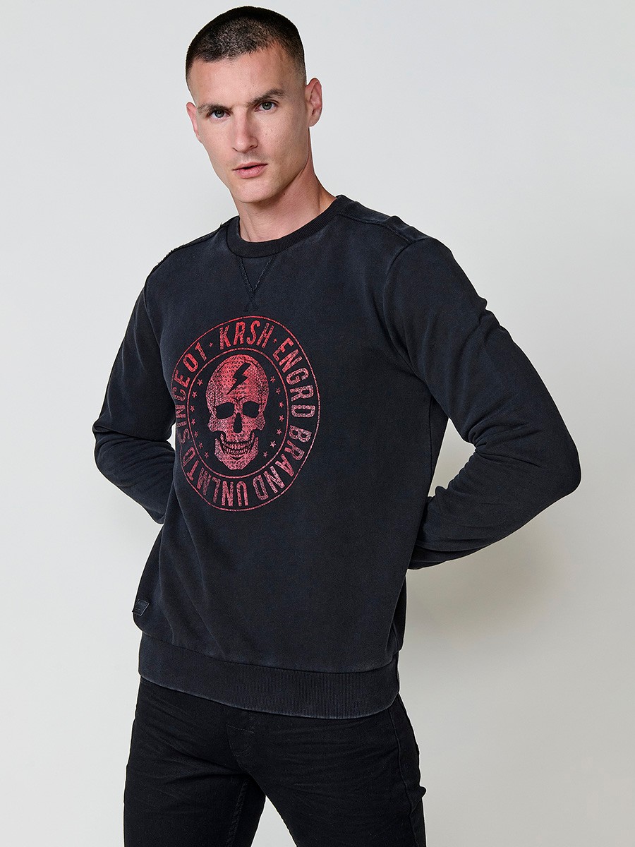 Sweat-shirt homme noir à capuche et manches longues. Mélange coton et polyester, confortable et polyvalent.