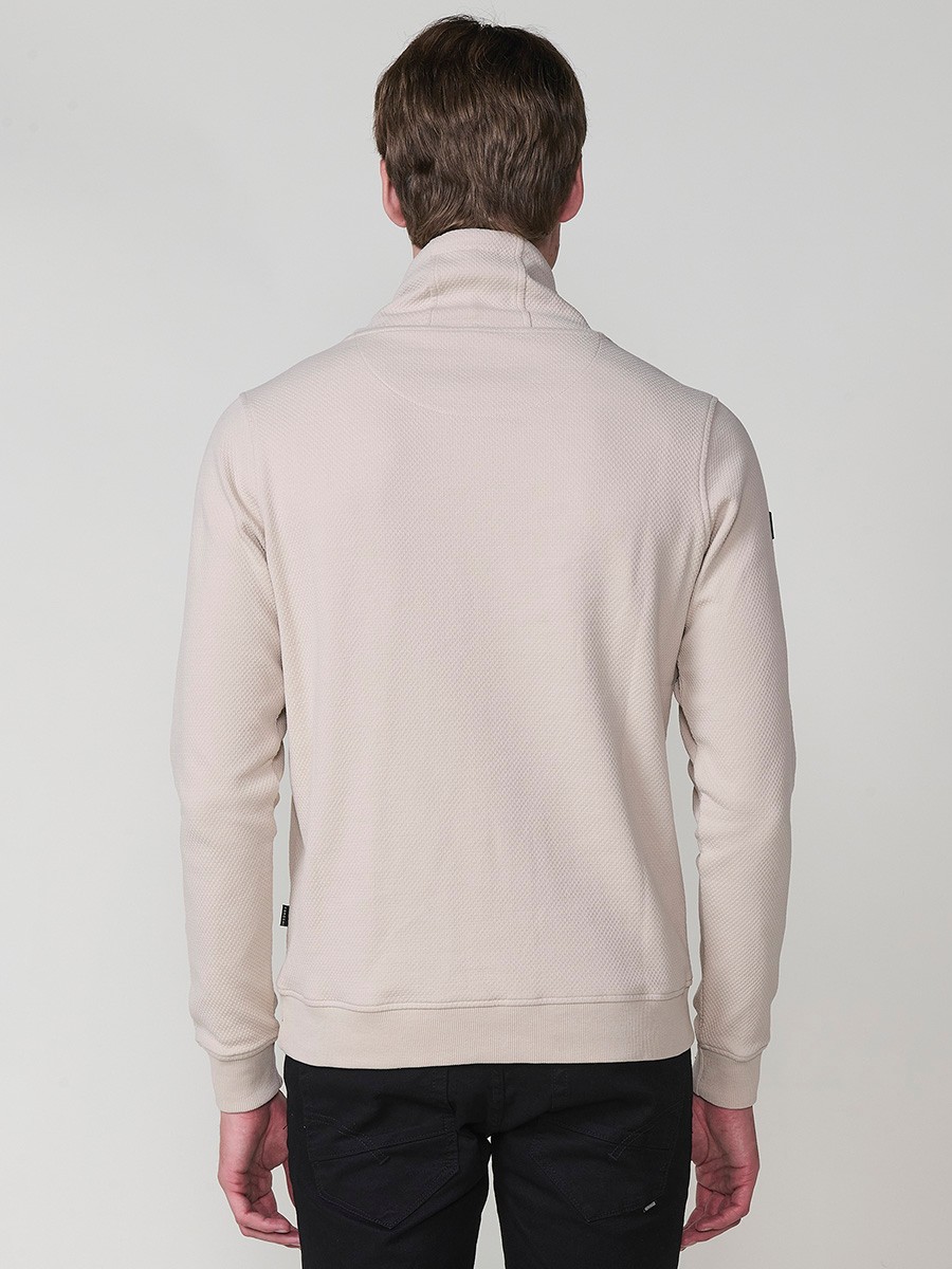 Men’s beige sweatshirt with long sleeves and high neck. Cotton and polyester blend for comfort and modern style.