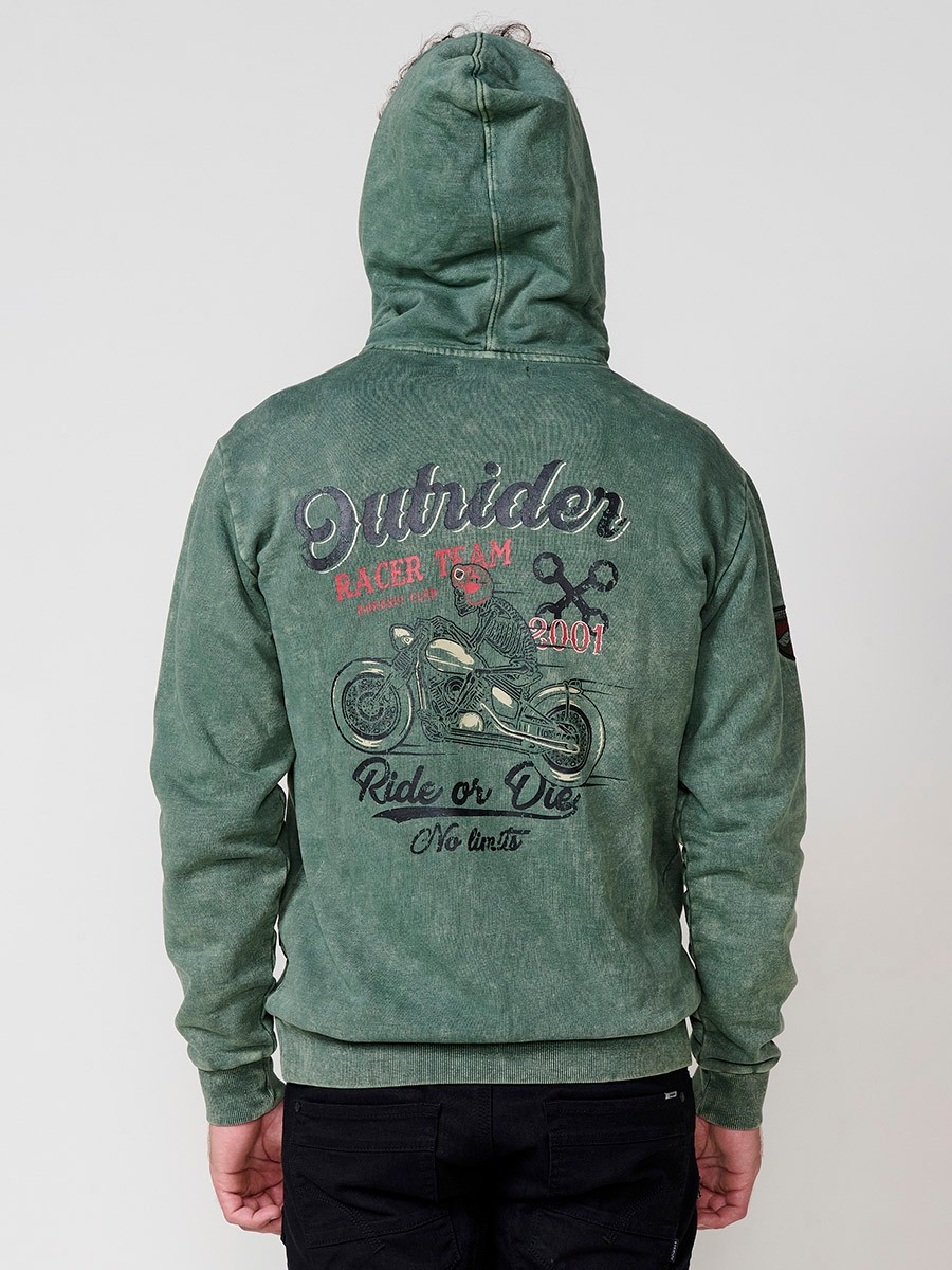 Sudadera kaki de hombre con capucha y manga larga. Confección en algodón y poliéster para un estilo urbano y cómodo.