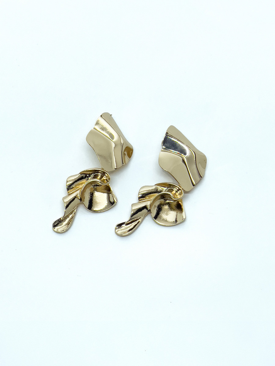 Large gold waterfall effect earrings for women