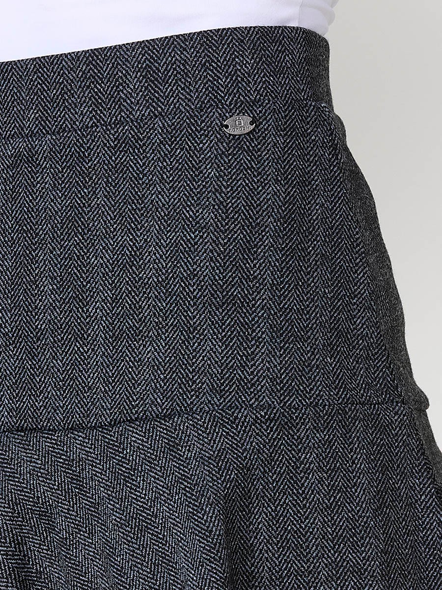Jupe courte noire jacquard animal avec short intérieur pour femme